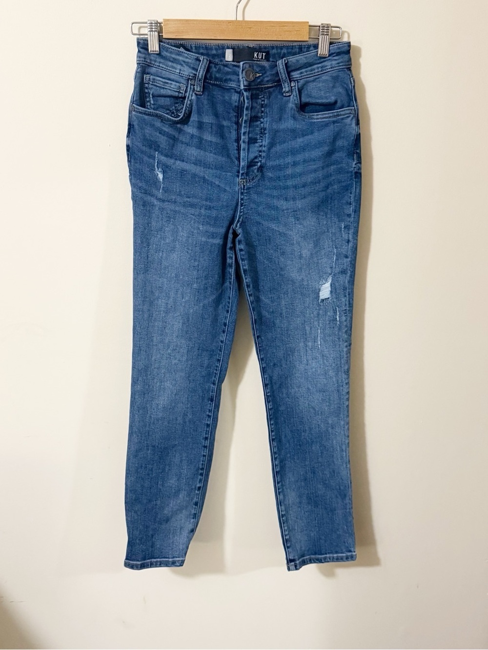 Kut from the Kloth Skinny Button Fly Jeans Size 2 Distressed Womens